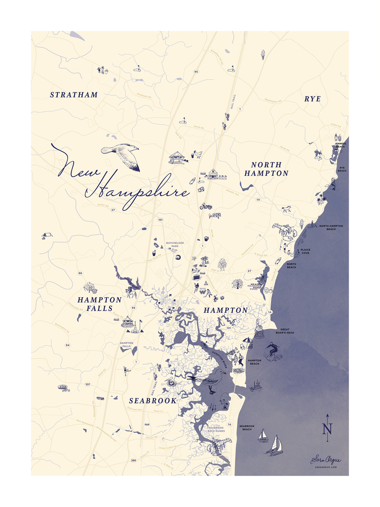 ハワイ骨董美術品　地図（NORTH HAMPTON BEACH MAP） ハワイ骨董美術品 地図（NORTH HAMPTON BEACH MAP）